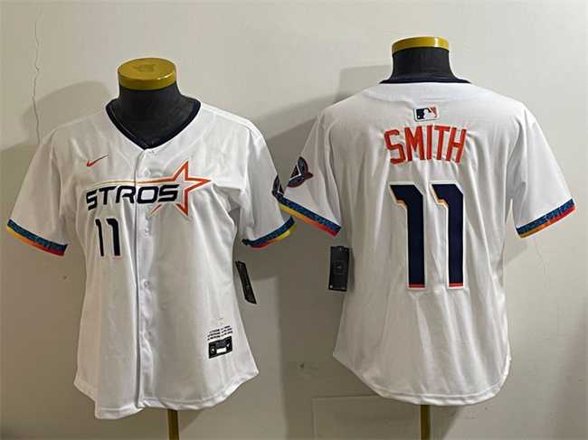 Women%27s Houston Astros #11 Cam Smith White 2025 City Connect Limited Stitched Jersey->washington nationals->MLB Jersey